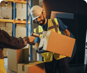 Man scanning return packages